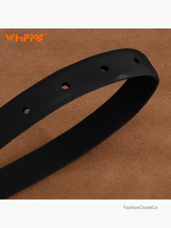 Women\'s Skinny PU Leather Belt with Gold Buckle